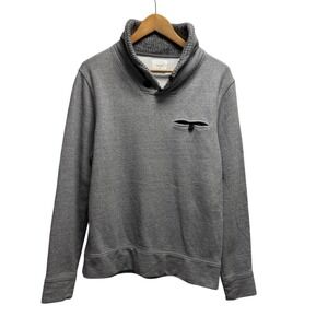 Billy Reid Men's Medium Gray Shawl Collar Cotton Knit Pullover Sweater Peru euc